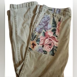 Anthropologie Relaxed Floral Embroidered Tapestry Jeans/Pants Size 30